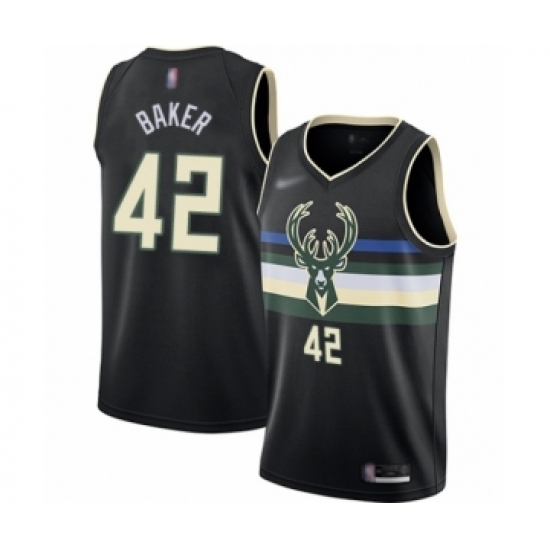 Women's Milwaukee Bucks 42 Vin Baker Swingman Black Finished Basketball Jersey - Statement Edition