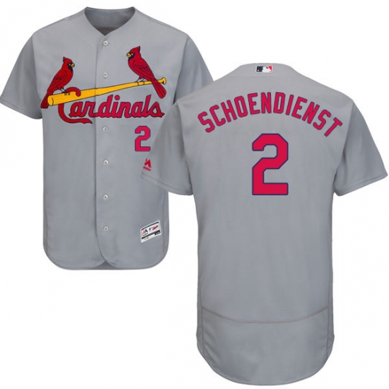 Men's Majestic St. Louis Cardinals 2 Red Schoendienst Grey Road Flex Base Authentic Collection MLB Jersey