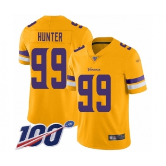 Men's Minnesota Vikings 99 Danielle Hunter Limited Gold Inverted Legend 100th Season Football Jersey