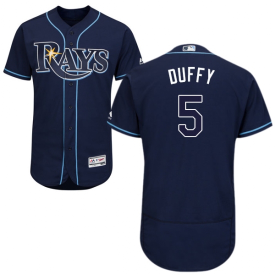 Men's Majestic Tampa Bay Rays 5 Matt Duffy Navy Blue Flexbase Authentic Collection MLB Jersey