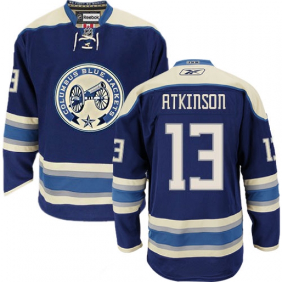 Men's Reebok Columbus Blue Jackets 13 Cam Atkinson Authentic Navy Blue Third NHL Jersey