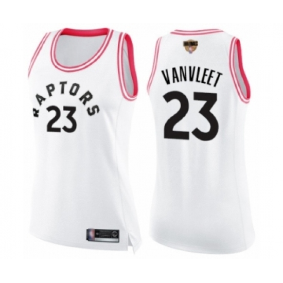 Women's Toronto Raptors 23 Fred VanVleet Swingman White Pink Fashion 2019 Basketball Finals Bound Jersey