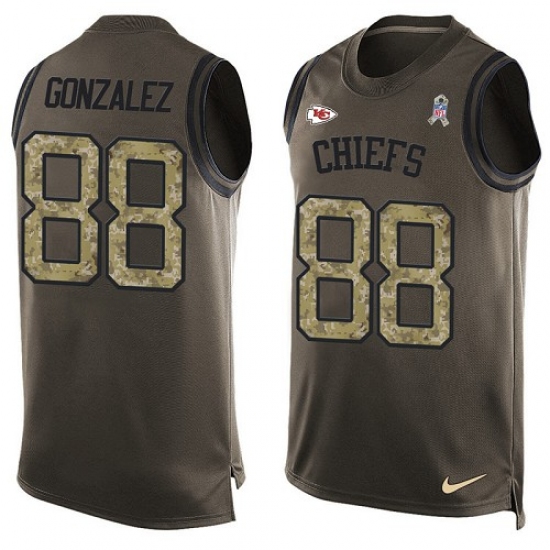 Men's Nike Kansas City Chiefs 88 Tony Gonzalez Limited Green Salute to Service Tank Top NFL Jersey