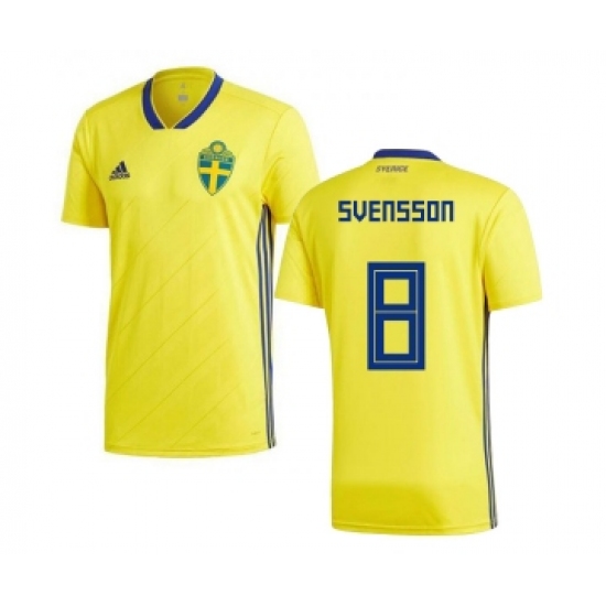 Sweden 8 Svensson Home Kid Soccer Country Jersey