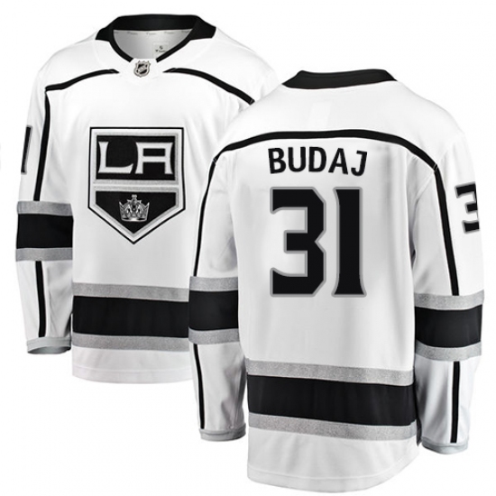 Youth Los Angeles Kings 31 Peter Budaj Authentic White Away Fanatics Branded Breakaway NHL Jersey