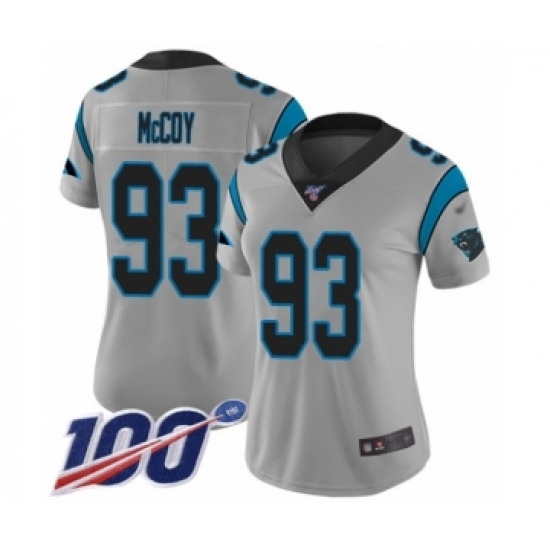 Women's Carolina Panthers 93 Gerald McCoy Silver Inverted Legend Limited 100th Season Football Jersey