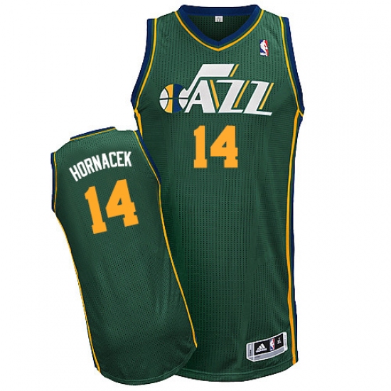 Men's Adidas Utah Jazz 14 Jeff Hornacek Authentic Green Alternate NBA Jersey