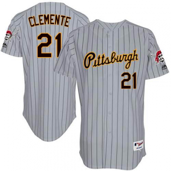 Men's Majestic Pittsburgh Pirates 21 Roberto Clemente Authentic Grey 1997 Turn Back The Clock MLB Jersey