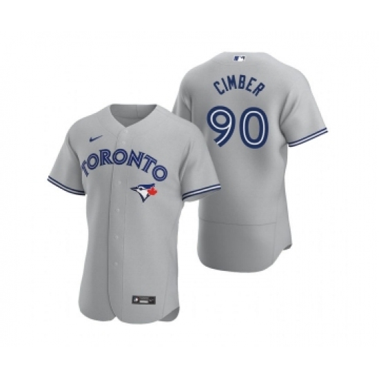 Mens Toronto Blue Jays 90 Adam Cimber Nike Gray Road Flex Base Player Jersey