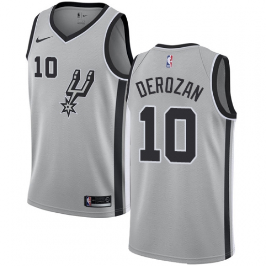 Men's Nike San Antonio Spurs 10 DeMar DeRozan Swingman Silver NBA Jersey Statement Edition