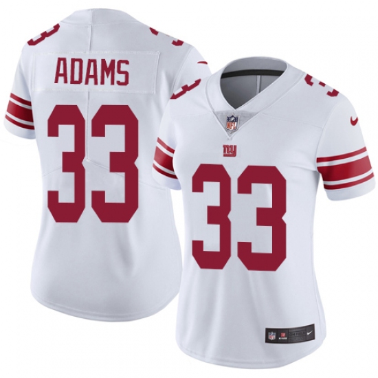 Women's Nike New York Giants 33 Andrew Adams Elite White NFL Jersey