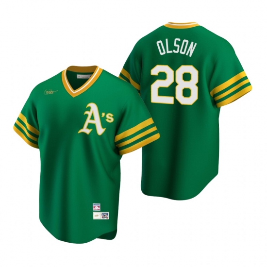 Men's Nike Oakland Athletics 28 Matt Olson Kelly Green Cooperstown Collection Road Stitched Baseball Jersey