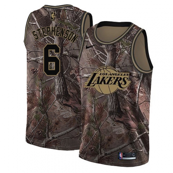 Women's Nike Los Angeles Lakers 6 Lance Stephenson Swingman Camo Realtree Collection NBA Jersey