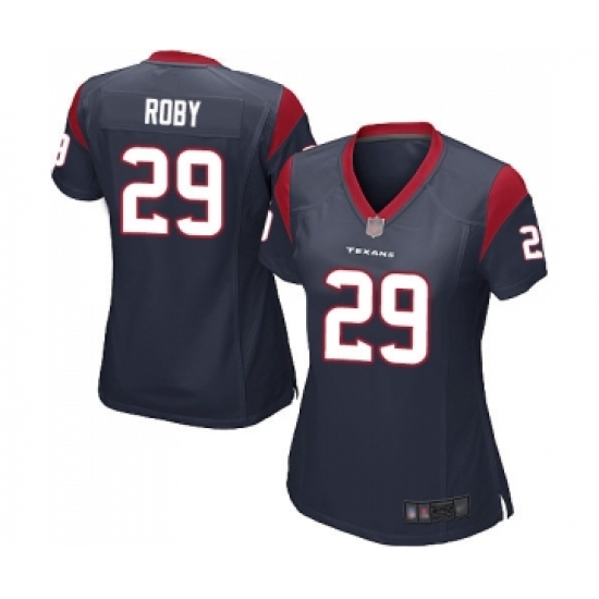 Women's Houston Texans 29 Bradley Roby Game Navy Blue Team Color Football Jersey