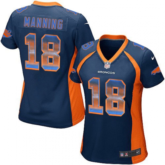 Women's Nike Denver Broncos 18 Peyton Manning Limited Navy Blue Strobe NFL Jersey