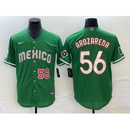 Men's Mexico Baseball 56 Randy Arozarena Number 2023 Green World Classic Stitched Jersey3