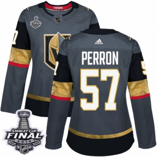 Women's Adidas Vegas Golden Knights 57 David Perron Authentic Gray Home 2018 Stanley Cup Final NHL Jersey