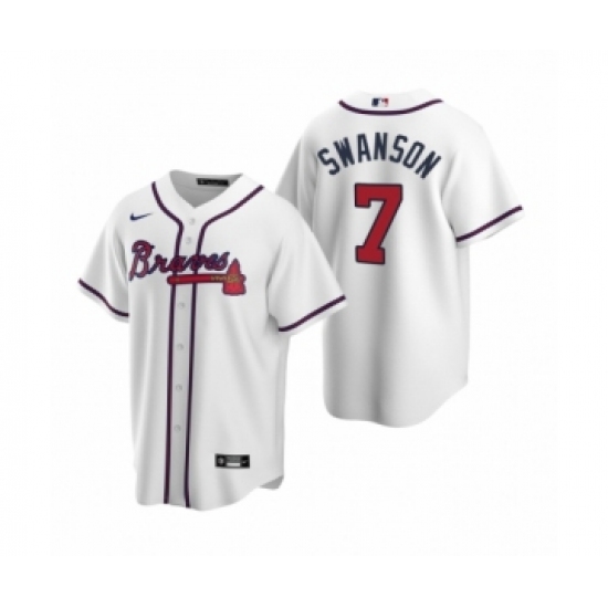 Youth Atlanta Braves 7 Dansby Swanson Nike White 2020 Replica Home Jersey