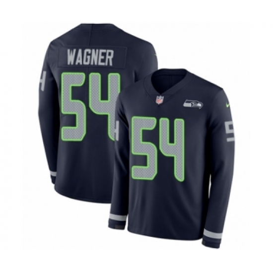 Men's Nike Seattle Seahawks 54 Bobby Wagner Limited Navy Blue Therma Long Sleeve NFL Jersey