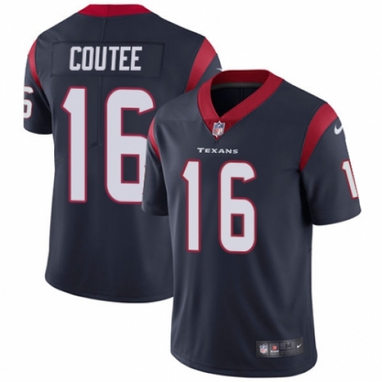 Men's Nike Houston Texans 16 Keke Coutee Navy Blue Team Color Vapor Untouchable Limited Player NFL Jersey