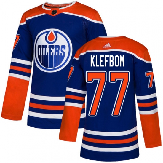 Youth Adidas Edmonton Oilers 77 Oscar Klefbom Authentic Royal Blue Alternate NHL Jersey