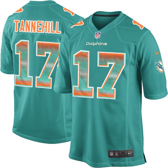 Men's Nike Miami Dolphins 17 Ryan Tannehill Limited Aqua Green Strobe NFL Jersey