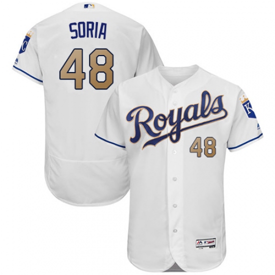 Men's Majestic Kansas City Royals 48 Joakim Soria White Home Flex Base Authentic MLB Jersey