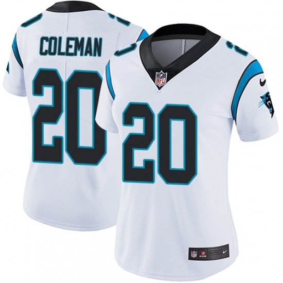 Women's Nike Carolina Panthers 20 Kurt Coleman White Vapor Untouchable Limited Player NFL Jersey