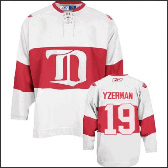 Men's Reebok Detroit Red Wings 19 Steve Yzerman Authentic White Third NHL Jersey