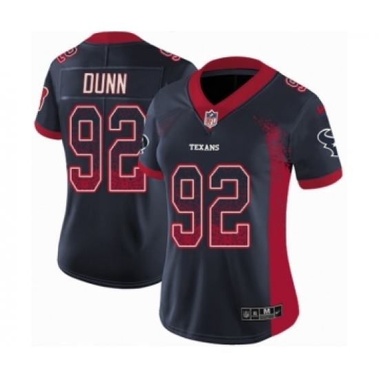 Women's Nike Houston Texans 92 Brandon Dunn Limited Navy Blue Rush Drift Fashion NFL Jersey