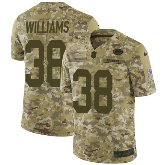 Youth Nike Green Bay Packers 38 Tramon Williams Limited Camo 2018 Salute to Service NFL Jersey