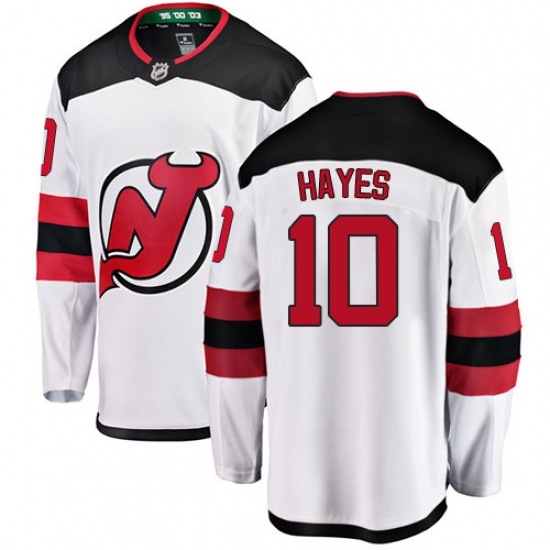 Men's New Jersey Devils 10 Jimmy Hayes Fanatics Branded White Away Breakaway NHL Jersey