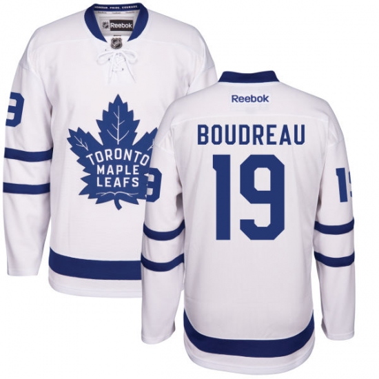 Men's Reebok Toronto Maple Leafs 19 Bruce Boudreau Authentic White Away NHL Jersey