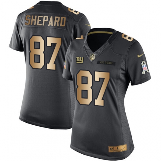 Women's Nike New York Giants 87 Sterling Shepard Limited Black/Gold Salute to Service NFL Jersey