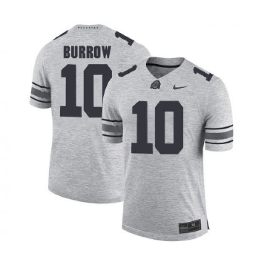 Ohio State Buckeyes 10 Joe Burrow Gray College Football Jersey