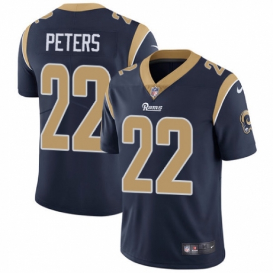 Men's Nike Los Angeles Rams 22 Marcus Peters Navy Blue Team Color Vapor Untouchable Limited Player NFL Jersey