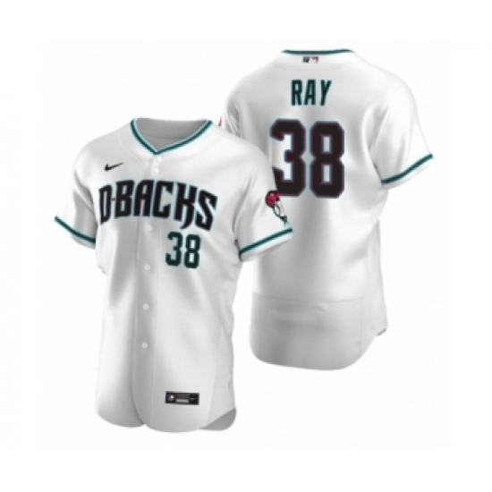 Men's Arizona Diamondbacks 38 Robbie Ray Nike White Teal Authentic 2020 Alternate Jersey