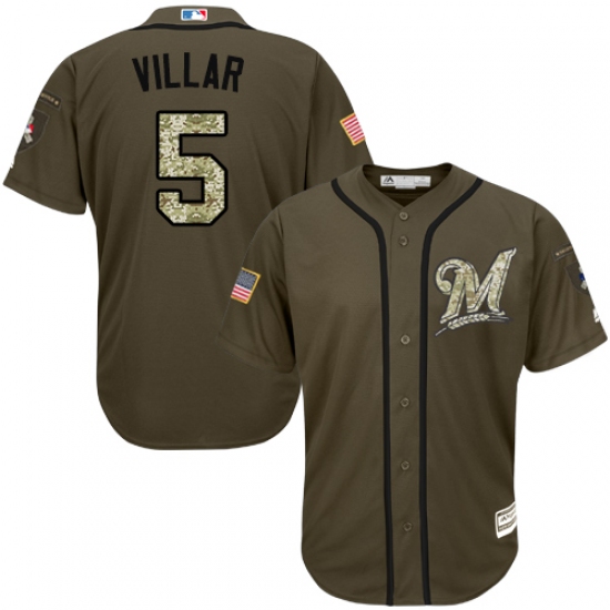 Youth Majestic Milwaukee Brewers 5 Jonathan Villar Authentic Green Salute to Service MLB Jersey
