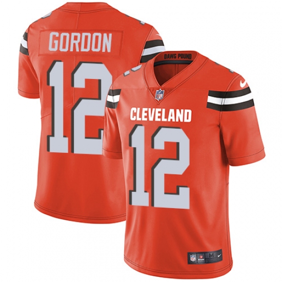 Men's Nike Cleveland Browns 12 Josh Gordon Orange Alternate Vapor Untouchable Limited Player NFL Jersey