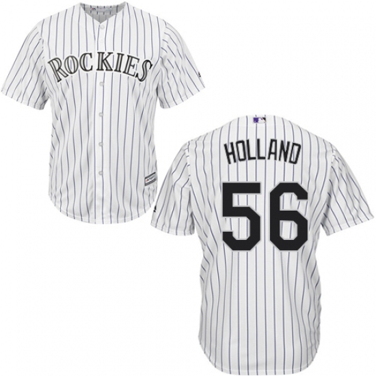 Men's Majestic Colorado Rockies 56 Greg Holland Replica White Home Cool Base MLB Jersey