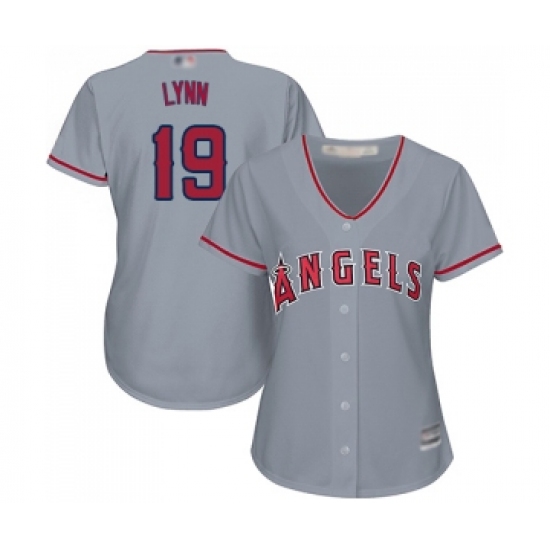 Women's Los Angeles Angels of Anaheim 19 Fred Lynn Replica Grey Road Cool Base Baseball Jersey