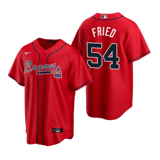 Men's Nike Atlanta Braves 54 Max Fried Red Alternate Stitched Baseball Jersey