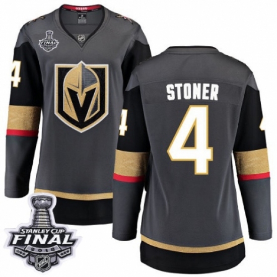 Women's Vegas Golden Knights 4 Clayton Stoner Authentic Black Home Fanatics Branded Breakaway 2018 Stanley Cup Final NHL Jersey