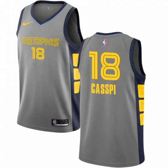 Men's Nike Memphis Grizzlies 18 Omri Casspi Swingman Gray NBA Jersey - City Edition