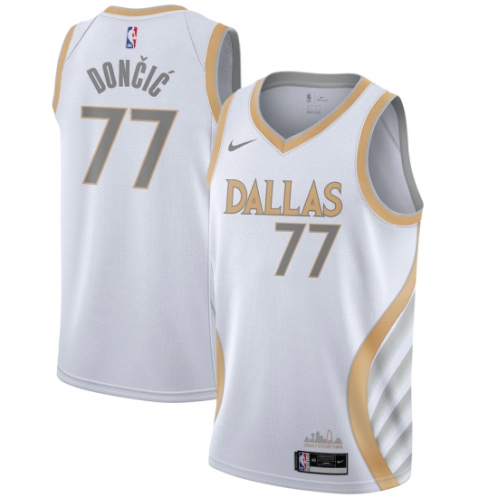 Youth Dallas Mavericks 77 Luka Doncic Nike White 2020-21 Swingman Jersey