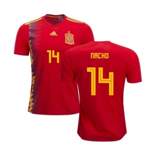 Spain 14 Nacho Home Soccer Country Jersey