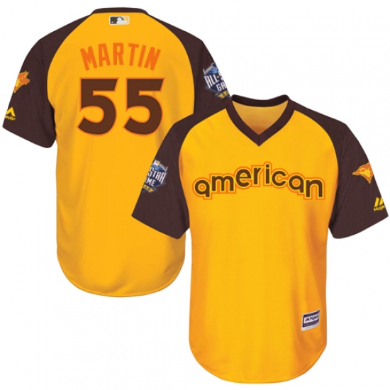 Youth Majestic Toronto Blue Jays 55 Russell Martin Authentic Yellow 2016 All-Star American League BP Cool Base MLB Jersey