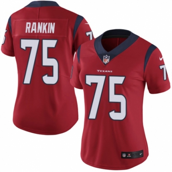 Women's Nike Houston Texans 75 Martinas Rankin Red Alternate Vapor Untouchable Elite Player NFL Jersey