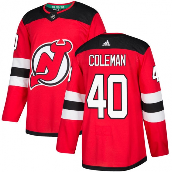 Men's Adidas New Jersey Devils 40 Blake Coleman Authentic Red Home NHL Jersey