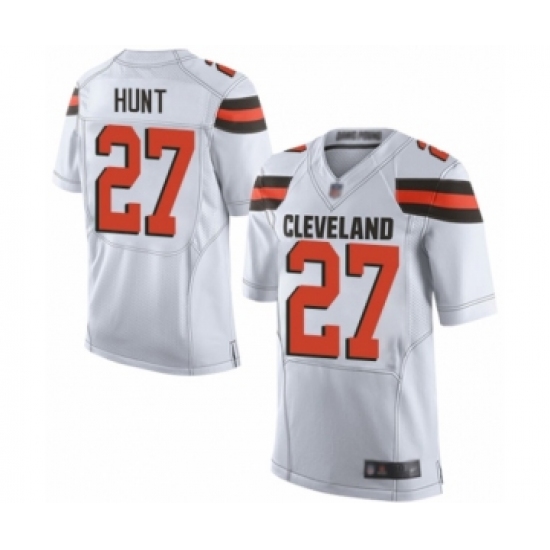 Men's Cleveland Browns 27 Kareem Hunt Elite White Football Jersey